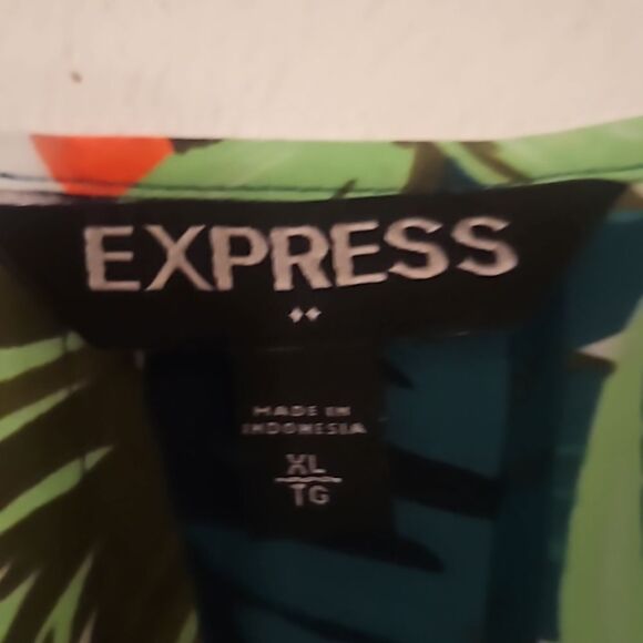 Express Tropical Print Floral Sleeveless Blouse with Cutout back XL - Picture 2 of 6